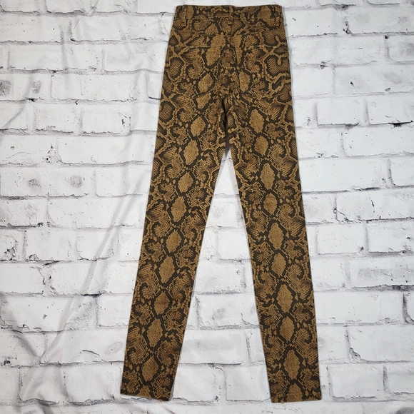 ZARA Tan Brown Neutral Snake Python Pattern High Rise Skinny Jeans Size 0 - Picture 4 of 4